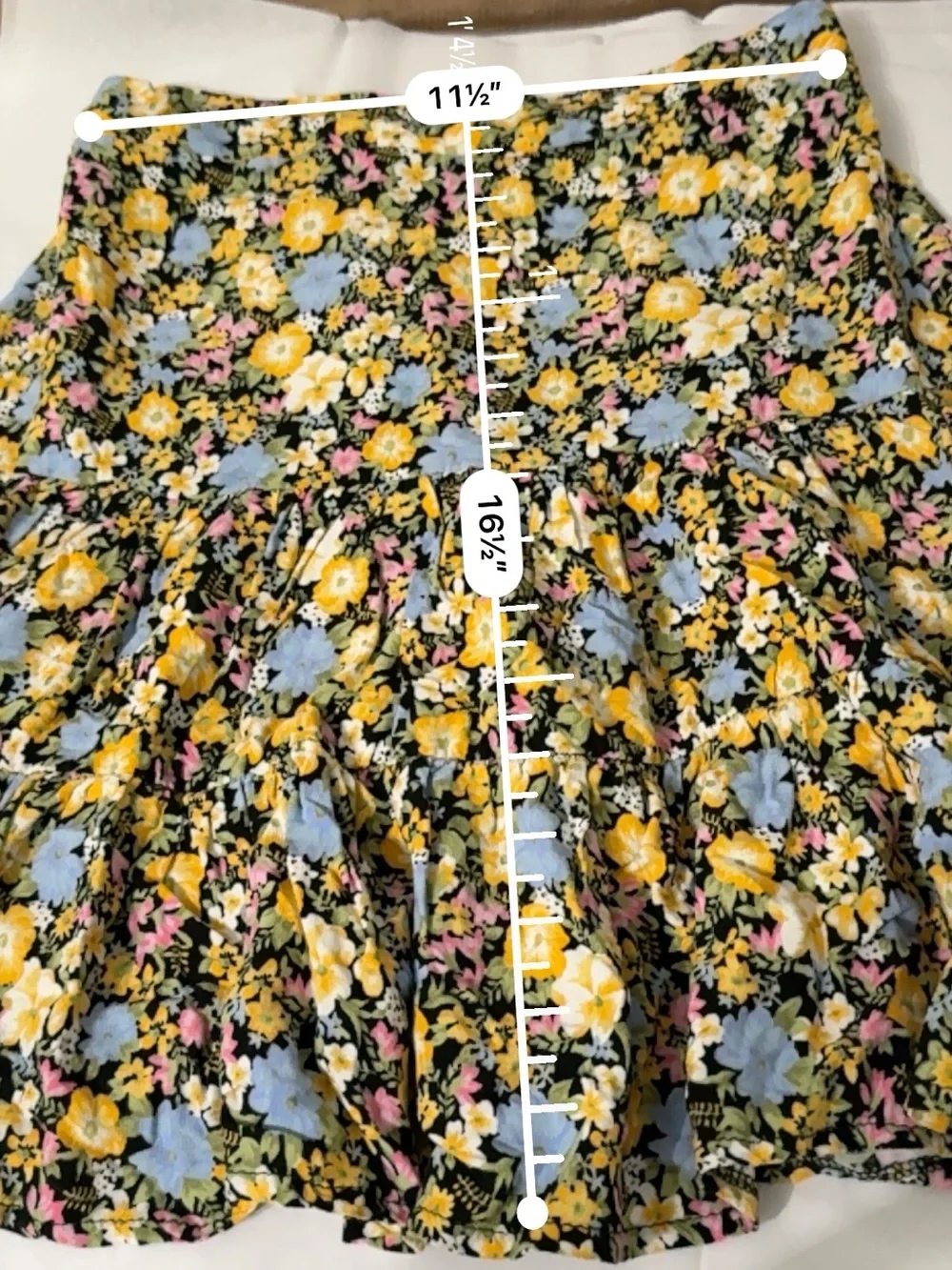 Miss Selfridge Floral Tiered Mini Skirt Black Yellow Blue Pink US 4